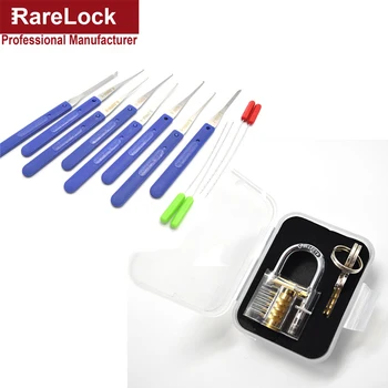 Rarelock Transparante Zichtbaar Pick Cutaway Praktijk Hangslot Lock Met Gebroken Sleutel Verwijderen Hooksa Kit Extractor Set Slotenmaker Tool
