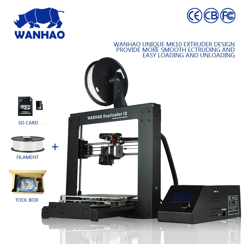 WANHAO merk 3d printer Model I3 V2.1 volledig arylic gemonteerd met 2 GB sd-kaart en PLA testen filament gratis in goedkope prijs