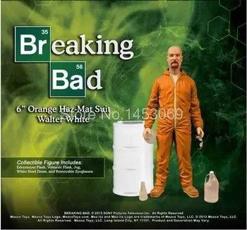 6.3 15 "cm mezco breaking heisenberg walter white in oranje hazmat suit collectible figuur speelgoed WF081