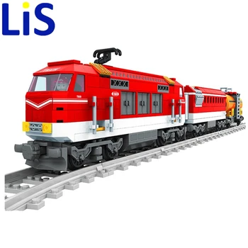 Lis 588 stks Stad Serie Trein met Tracks Bouwstenen Railroad Conveyance Kids Model Bricks Speelgoed lepin Compatibel