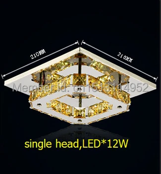 Gratis verzending! ! enkele hoofd amber kristal plafondlamp/led * 12 W 21*21 CM rvs crystal ingang lamp