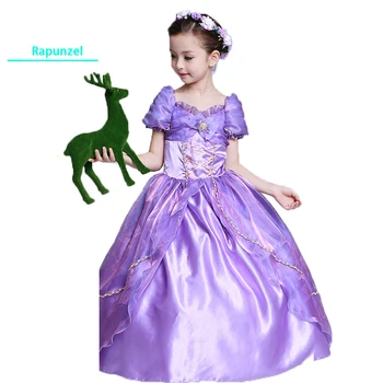 Meisjes Rapunzel Kostuum Kid Prinses Outfit Cosplay Jurk Voor Meisje Tangled Prinses Jurk Paars Tule Jurk