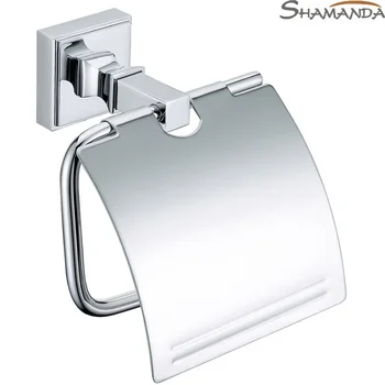 Free verzending-moderne massief messing chrome toiletrolhouder met cover, papier Rack, badkamer Accessories-wholesale-85005