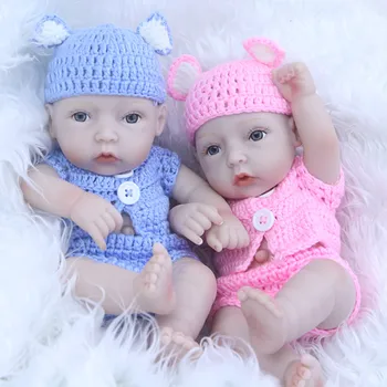Mooie Tiny Reborn Babies Twin 11 Inch Poppen Pasgeboren Meisje en Jongen Volledige Siliconen Vinyl Speelgoed Brinquedo Kids Verjaardag Xmas Gift