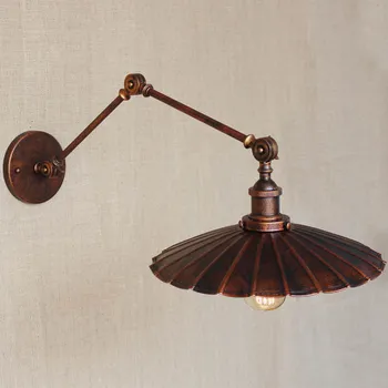 Europa industriële verstelbare stijl antieke roest wandlamp E27 swing arm muur verlichting voor werkkamer Badkamer Vanity bar cafe