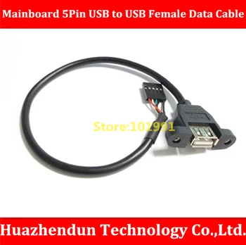 Gratis Verzending Nieuwe Mainboard Interne 5Pin USB Vrouwelijke om USB2.0 Vrouwelijke Datakabel 30 CM Zwart Hoge Snelheid Kabel