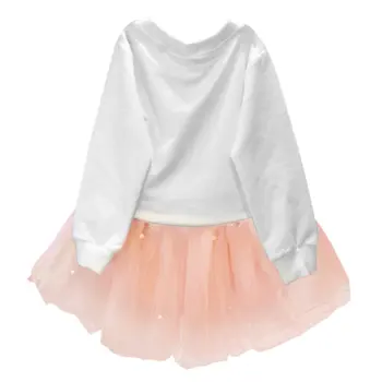 Mooie Meisjes Witte Tee Shirt en Roze Rok Met Strass Kleding Set Kinderen Kleding Sets