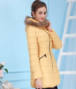 Nieuwe 2016 vrouwen winter capuchon donsjack met echt bont kraag vrouwelijke verdikking beneden katoen jassen lady warm parka uitloper LX6205