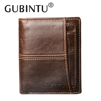 Gubintu vintage mannen lederen portefeuilles met onafhankelijke kaarthouder vintage real leather mannen portefeuilles rits portemonnees