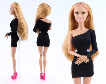 6 Kleur Hot Selling Mooie Handgemaakte Zwart Kleding Voor Barbiee Pop kerstcadeau Baby Speelgoed