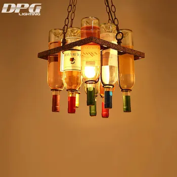 Vintage stijl loft led lamp hanger opknoping lichten glazen flessen licht e27 led industriële verlichting voor bar restaurant decoratie