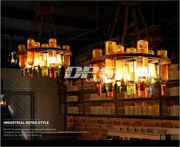 Vintage stijl loft led lamp hanger opknoping lichten glazen flessen licht e27 led industriële verlichting voor bar restaurant decoratie