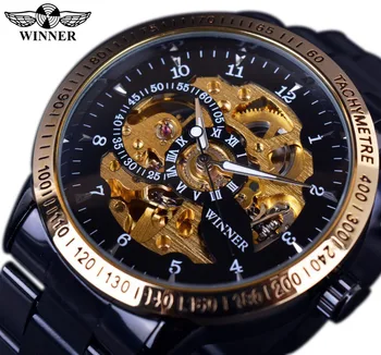 Winnaar Retro Classic Schaal Golden Case Kleine Wijzerplaat Ontwerp Relogio Masculino Mens Automatische Horloges Topmerk Luxe Polshorloge