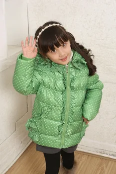 Gratis verzending Winter nieuwe collectie meisje leisure fashion lange winter falbala katoenen jas