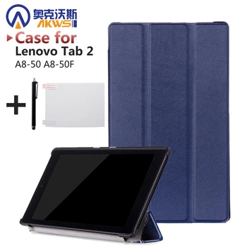 Folio stand cover case voor lenovo tab 2 a8-50 a8-50f a8 50 8 "tablet beschermende lederen cover case + gratis geschenk