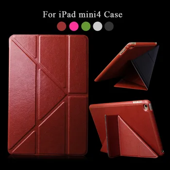 Fashion transformer flip leer voor apple ipad mini 4 case tablet luxe merk smart wake cover voor ipad mini4 stand boek