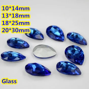 Saffier Peer Teardrop Crystal Fancy Stone Point Terug Glas Steen Voor DIY Sieraden Accessory.10 * 14mm 13*18mm 18*25mm 20*30mm