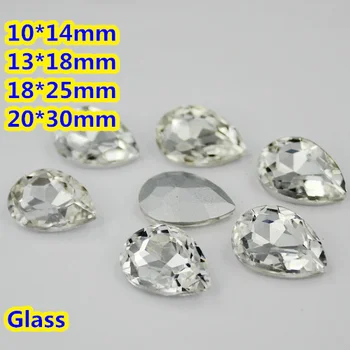 Crystal Clear Peer Teardrop Crystal Fancy Stone Point Terug Glas Steen Voor DIY Sieraden Accessory.10 * 14mm 13*18mm 18*25mm 20*30mm