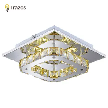 Vierkante crystal plafondverlichting balkon/hal verlichting 8 W verzonken/Amber gemonteerde led plafond lampen AC 100-240 V 20X20 CM