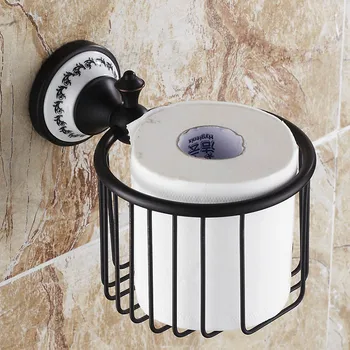 Nieuw massief messing retro stijl badkamer toiletrolhouder olie gewreven brobze roll tissue mand papier rack plank muurbevestiging