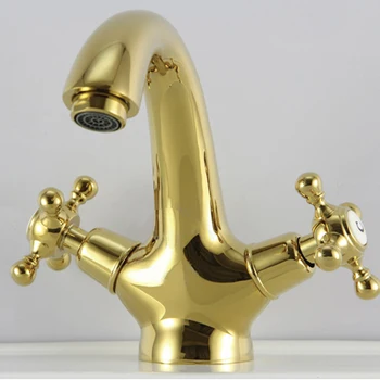 Superfaucet Goud Kraan, goud badkamer kranen, antieke gouden keuken kranen, badkamer kranen goud HG-1208DA