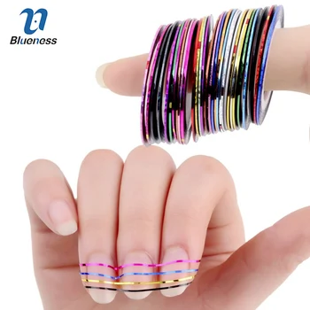 Blueness 31 kleuren rolls striping tape line folie transfer decals op Nagels DIY Tips Decoraties Voor 3D Nail Art Stickers JH014