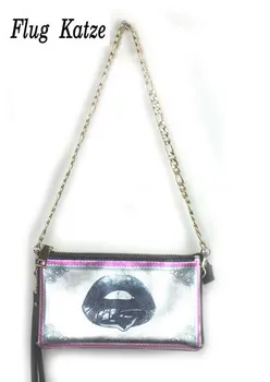 Nieuwe Arrivel vrouwelijke portemonnees en handtassen lederen Clutch tassen lippen gedrukt mini Messenger Bag