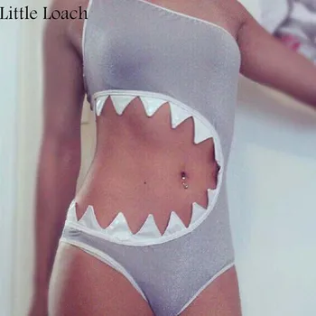 Grappige badpakken sexy bodysuit vrouwelijke badpak shark bite cut monokini maillot de bain een stuk badpak badpak