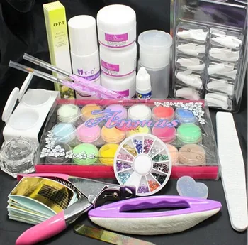 Professionele Nail Art Manicure Gereedschap Acryl Vloeistof Poeder Glitter Art UV Gel Rhinestones Tips Brush Tool Nail Set Kit