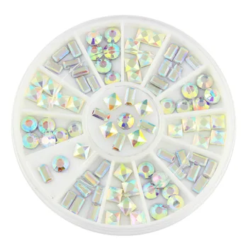 Vierkante Ronde Rechthoek 3D AB Glitters Steentjes Voor Nagels Resin Charms Nail Art Decoraties ZP152