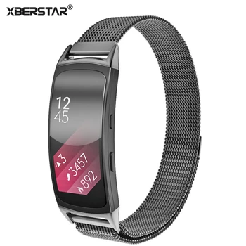 Rvs mesh milanese magnetische lus pols bands armband strap voor samsung galaxy gear fit 2 sm-r360 gps fitness tracker