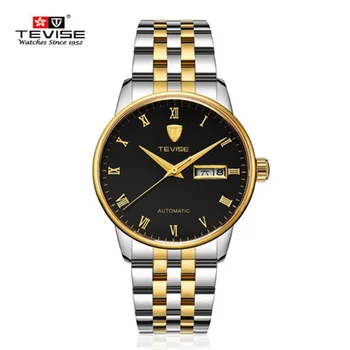 Originele tevise merk dual kalender horloge automatische mechanische horloge waterdicht luxe bussiness mannen horloges relogio masculino