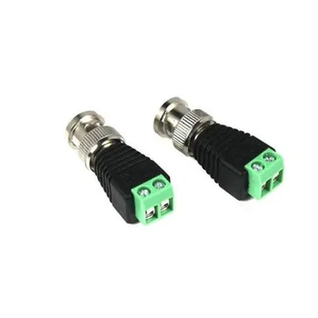 10 stks/partij mini coax bnc connector utp video balun connector bnc plug dc adapter voor cctv camera
