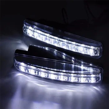 Betrouwbare auto styling 2 st 8LED Daytime Driving Drl Auto Mistlamp Waterdichte Wit DC 12 V My17