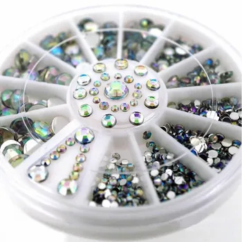 2016 Nieuwe 5 Maten AB 3D Nail Art Rhinestones Crystal Glitter Nagels Wiel Decoraties Voor DIY Studs Gratis Verzending