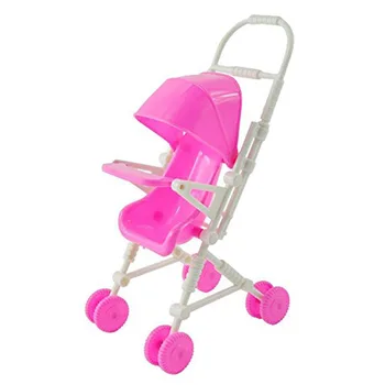 Roze Kinderwagen Baby Carriage Kinderwagen Trolley Kwekerij Speelgoed Meubels voor Barbie Pop Geschenken voor Baby Meisjes Gratis verzending