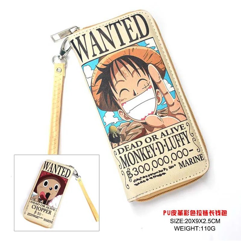 Nieuwe Goederen: Anime Een Stuk Luffy & Chopper PU Lange Wallet/Mobiele Telefoon Clutch Purse/Draagbare Purse
