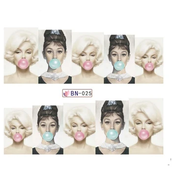 12 Vellen/veel Marilyn Monroe Volledige Cover Nail Stickers Decal Water Transfer Stickers Nail Decals Nail Art Gratis Verzending