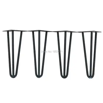 12 "haarspeld benen-matte black-3 staven-set van 4-Metalen Salontafel Benen, sofa benen, bed voeten, andere meubels benen