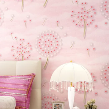 Roze Paardebloem 3D Stereoscopische Behang Kinderkamer Meisjes Slaapkamer Woonkamer Achtergrond Behang Home Decor Papel De Parede