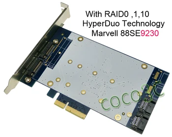Dual SATA III + Dual NGFF slot-E Kaart HyperDuo SATA 6 Gbps 3.0 HDD M.2 SSD Gebouwd RAID PCI Express kaart