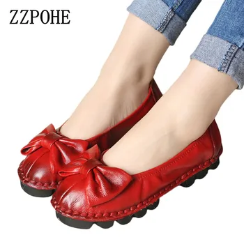 ZZPOHE 2017 en najaar nieuwe schoenen hand-zachte rode vrouwen enkele schoenen lederen comfortabele grote maat moeder schoenen 39 40 41