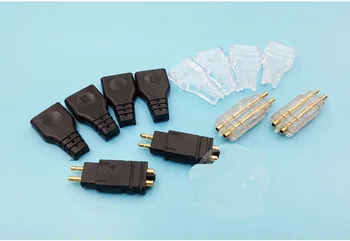 Koop vergulde connector voor sennheiser diy hd650 hd600 hd565 hd580 hd414 zwart wit mini plug jack 2 stks