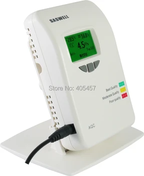 CO2 + temperatuur + vochtigheid monitor/alarm, luchtkwaliteit detector en controle, omgeving protector AQC910.1C2-DO