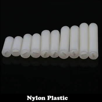 10 stks M8 M8 * 35 Nylon Plastic Wit Isolerende Platte Punt Inner Hex Hexagon Stelschroef