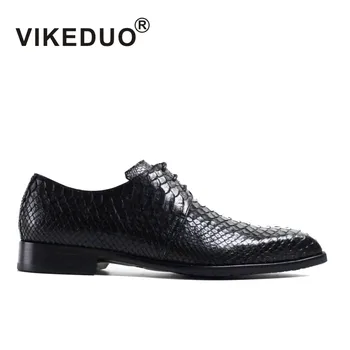 2016 Vintage Retro handgemaakte schoenen mens Derby Schoenen italië feestjurk schoenen luxe zwart slangenhuid