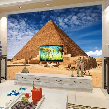 Beibehang Custom moderne achtergrond Egyptische landschap grote schilderen piramide 3d behang De Pared 3d behang hotel slaapkamer
