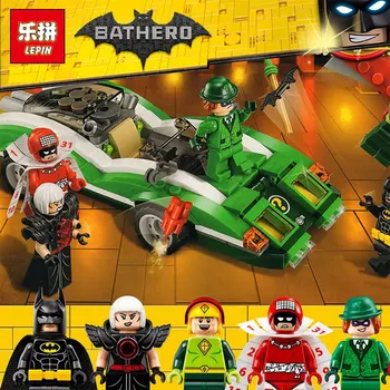 Nieuwe Lepin 07059 282 Stks Echt Batman Movie Serie De Riddler Riddle Racer Set 70903 Bouwstenen Bakstenen Onderwijs Speelgoed
