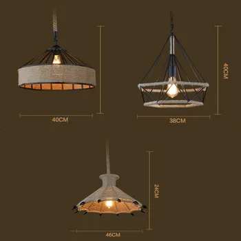 Retro Henneptouw Hanglamp Amerikaanse Industriële Creatieve Nachtlampje E14 Zolder Woonkamer Verlichting Decoratie