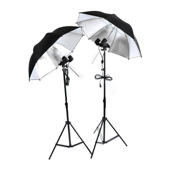 NIEUWE FOTOAPPARATUUR verlichting kit 85 cm Reflecterende speelsheid witte paraplu Lamp Houder E27 Socket 2 mlight stand CD50